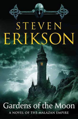 Portada de Gardens of the Moon Book One of The Malazan Book of the Fallen