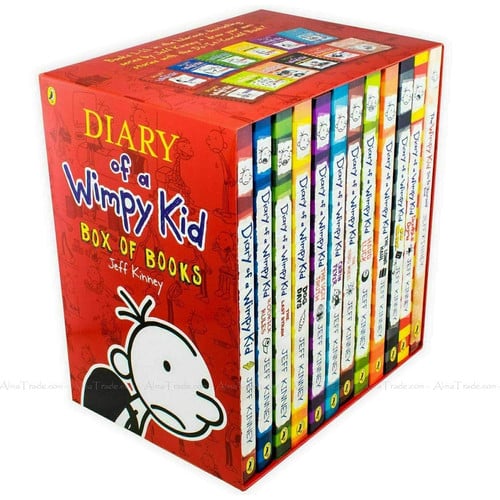 Portada de Diary of a Wimpy Kid 12 Books Complete Collection Set New(Diary Of a Wimpy Kid,Rodrick Rules,The Last Straw,Dog Days,The Ugly Truth,Cabin Fever,The Third Wheel,Hard Luck,The Long Haul,Old School..etc